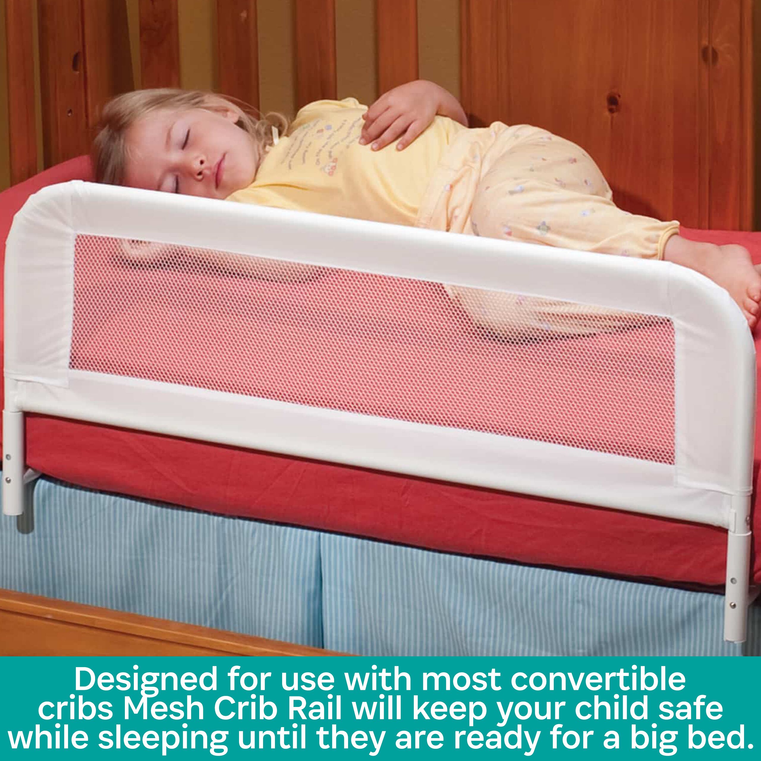 Convertible Crib Mesh Bed Rail Telescopic