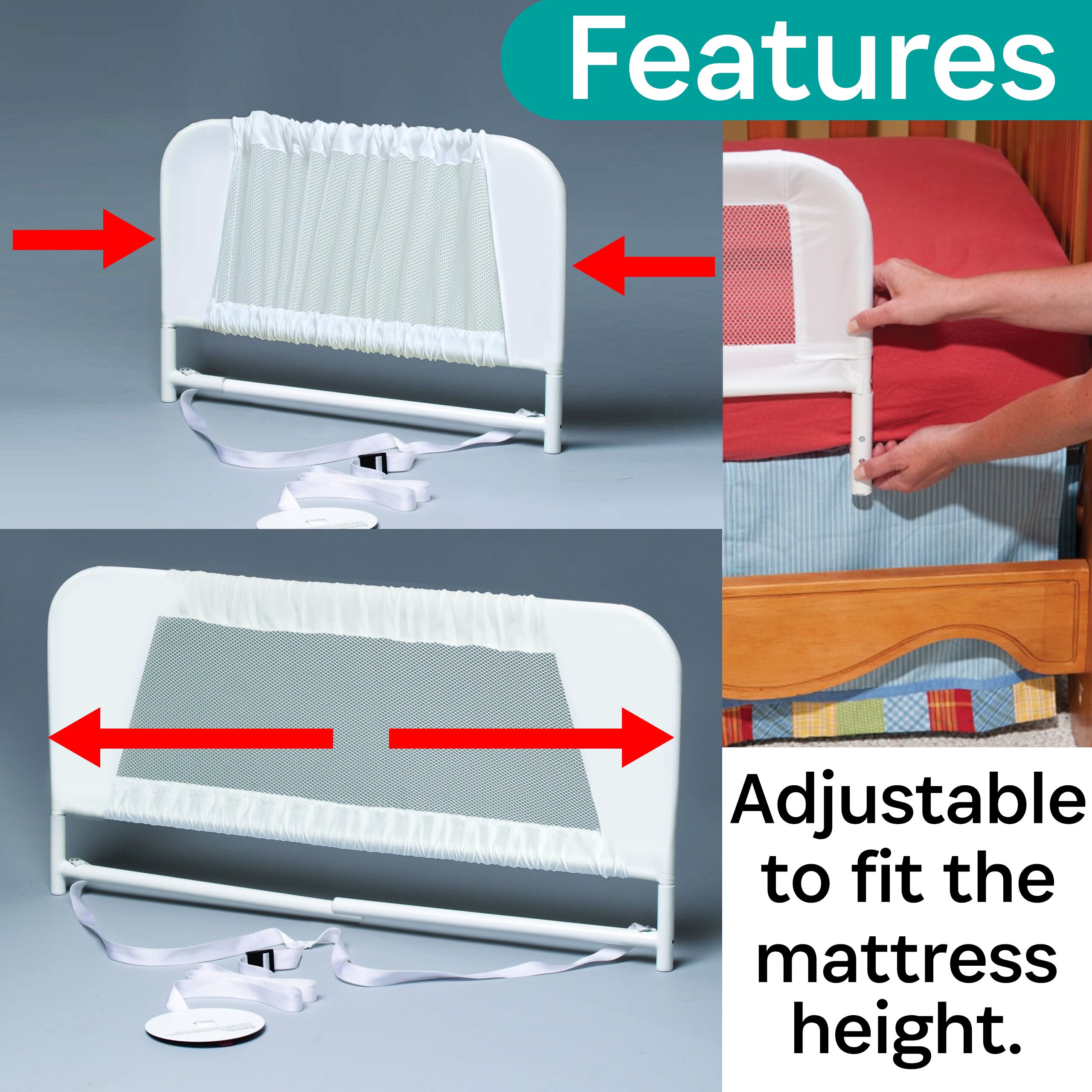 Convertible Crib Mesh Bed Rail Telescopic - Image 2